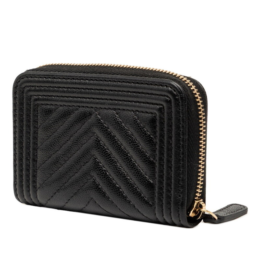 CHANEL Authentic Black Leather Logo Wallet - Picture 2 of 6